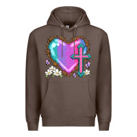 Coffee easter cross heart la Premium Hoodie - LillyAllenDesigns