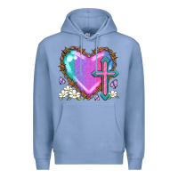 Colony Blue easter cross heart la Premium Hoodie - LillyAllenDesigns
