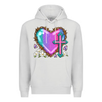 Dove Grey easter cross heart la Premium Hoodie - LillyAllenDesigns