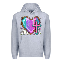 Heather Grey easter cross heart la Premium Hoodie - LillyAllenDesigns