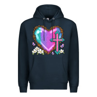 Navy easter cross heart la Premium Hoodie - LillyAllenDesigns