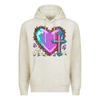 Oatmeal Heather easter cross heart la Premium Hoodie - LillyAllenDesigns