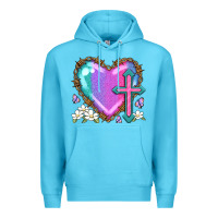 Ocean Blue easter cross heart la Premium Hoodie - LillyAllenDesigns