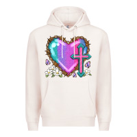 Pale Pink easter cross heart la Premium Hoodie - LillyAllenDesigns