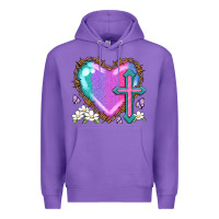 Purple easter cross heart la Premium Hoodie - LillyAllenDesigns