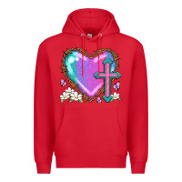 Red easter cross heart la Premium Hoodie - LillyAllenDesigns