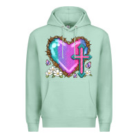 Seafoam easter cross heart la Premium Hoodie - LillyAllenDesigns