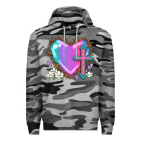 Slate Camo easter cross heart la Premium Hoodie - LillyAllenDesigns