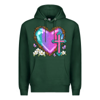 Sports Green easter cross heart la Premium Hoodie - LillyAllenDesigns