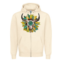 Sandshell boho bullskull with sunflower and gemstone Zipper Hoodie - Artiststas