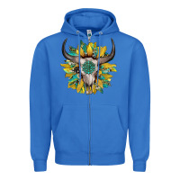 True Royal boho bullskull with sunflower and gemstone Zipper Hoodie - Artiststas