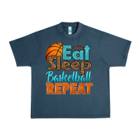 Midnight Navy eat sleep basketball repeat Urban Heavy Tee - HRA Design Shop