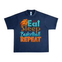 Navy eat sleep basketball repeat Urban Heavy Tee - HRA Design Shop