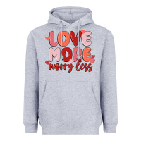 Heather Grey love more worry less Heavyweight Hoodie - MaliasSmallBusiness