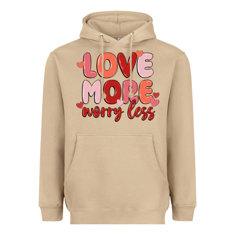 Love More Worry Less Heavyweight Hoodie by MaliasSmallBusiness | Teevron