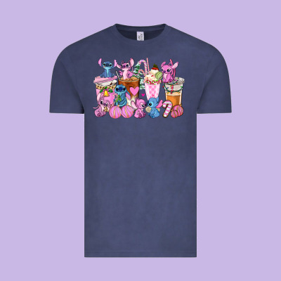 Stitch And Lilo Pink Christmas Coffee Cups Vintage Tee Designed By Adodesignshop