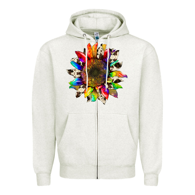 Tie Dye Sunflower With Cowhide Zipper Hoodie by Artiststas | Teevron