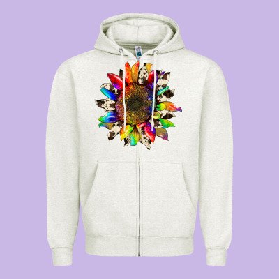 Tie Dye Sunflower With Cowhide Zipper Hoodie Designed By Artiststas