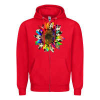 Red tie dye sunflower with cowhide Zipper Hoodie - Artiststas