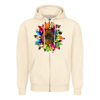 Sandshell tie dye sunflower with cowhide Zipper Hoodie - Artiststas