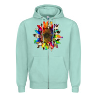 Seafoam tie dye sunflower with cowhide Zipper Hoodie - Artiststas