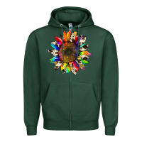 Sports Green tie dye sunflower with cowhide Zipper Hoodie - Artiststas