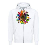 White tie dye sunflower with cowhide Zipper Hoodie - Artiststas