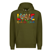 Army Green love needs no words Premium Hoodie - LillyAllenDesigns