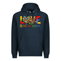 Navy love needs no words Premium Hoodie - LillyAllenDesigns