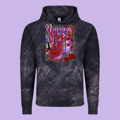 Nursing Is A Work Of Heart Vintage Hoodie Designed By Ranaportraitstore