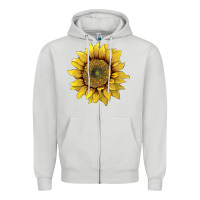 Dove Grey sunflower Zipper Hoodie - Artiststas