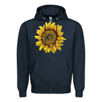 Navy sunflower Zipper Hoodie - Artiststas