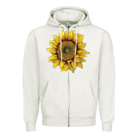 Oatmeal Heather sunflower Zipper Hoodie - Artiststas