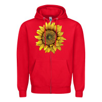 Red sunflower Zipper Hoodie - Artiststas