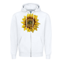 White sunflower Zipper Hoodie - Artiststas