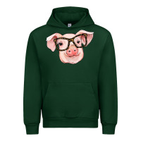 Forest Green pig with glasses Urban Hoodie - RanaPortraitStore
