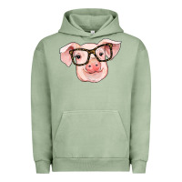 Pigment Oil Green pig with glasses Urban Hoodie - RanaPortraitStore