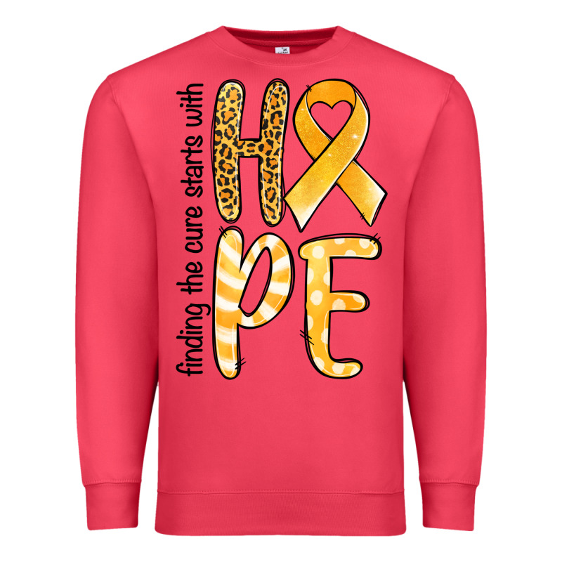 Finding The Cure Starts With Hope Childhood Cancer Premium Sweatshirt by NancyCooperArtShop | Teevron
