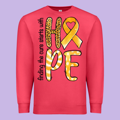 Finding The Cure Starts With Hope Childhood Cancer Premium Sweatshirt Designed By Nancycooperartshop