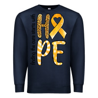 Navy Finding the cure starts with hope Childhood Cancer Premium Sweatshirt - NancyCooperArtShop