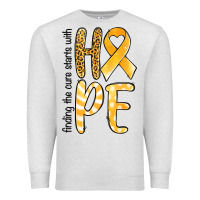 Oatmeal Heather Finding the cure starts with hope Childhood Cancer Premium Sweatshirt - NancyCooperArtShop