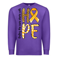 Purple Finding the cure starts with hope Childhood Cancer Premium Sweatshirt - NancyCooperArtShop