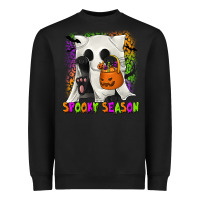 Black Spooky Season Ghost Cat Heavyweight Sweatshirt - texasbilliewilder