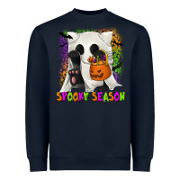 Navy Spooky Season Ghost Cat Heavyweight Sweatshirt - texasbilliewilder