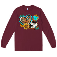 Burgundy western leopard pride  hearts Long Sleeve Tee - AdoDesignShop