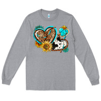Heather Grey western leopard pride  hearts Long Sleeve Tee - AdoDesignShop