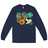 Navy western leopard pride  hearts Long Sleeve Tee - AdoDesignShop