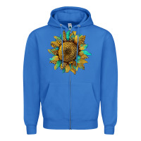 True Royal sunflower with leopard and turquoise Zipper Hoodie - Artiststas