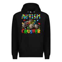 Black autism crusher Premium Hoodie - LillyAllenDesigns