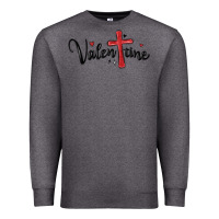 Charcoal Heather valentine cross glitter Premium Sweatshirt - MaliasSmallBusiness